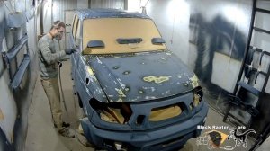 Покраска УАЗ Патриот в Раптор цвет gunmetal с полной обработкой.