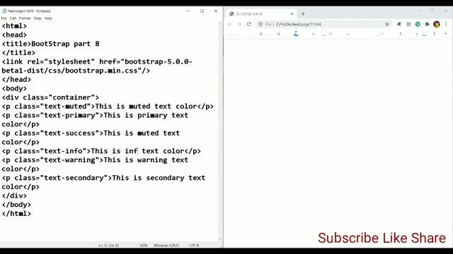 Bootstrap part 12 | How to set different text color using #Bootstrap | #Textcolor