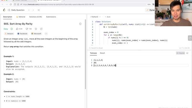 905. Sort Array By Parity - Day 28/30 Leetcode September Challenge