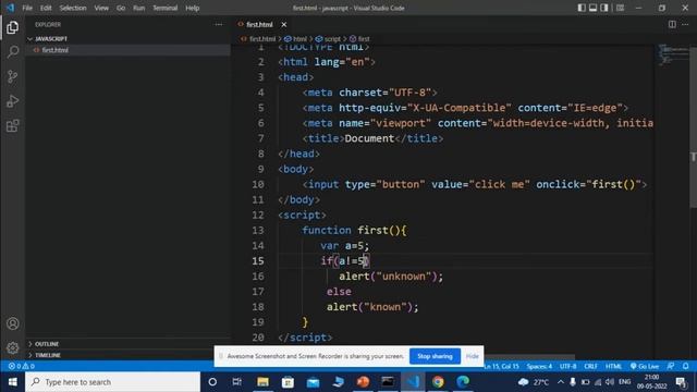 Javascript- Part VI | If statement | Logical Operator