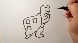 Как нарисовать черепаху. Cara menggambar kura-kura untuk anak-anak.  How to draw a turtle