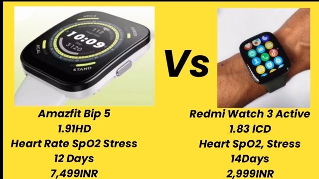 Amazfit Bip 5 Vs Redmi Watch 3 Active, Redmi Watch 3 Active Vs Amazfit Bip 5, Redmi Watch 3 Active