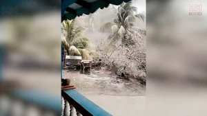 EXTREMELY heavy Ashfall from La Soufriere Volcano eruption, Saint Vincent and the Grenadines