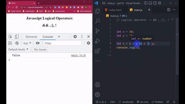 #8 javaScript Bangla Tutorial| javascript logical operator