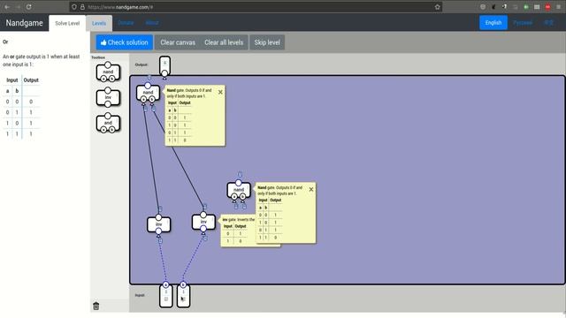 NANDGAME  - INVERT, AND, OR, XOR - LOGIC GATES