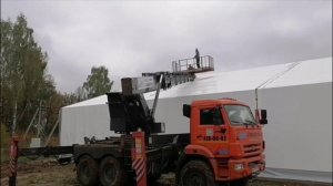 Установка тента на ангар 18х48