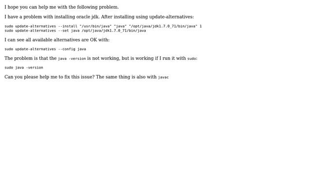 Ubuntu: /usr/bin/java working only with sudo смотреть онлайн