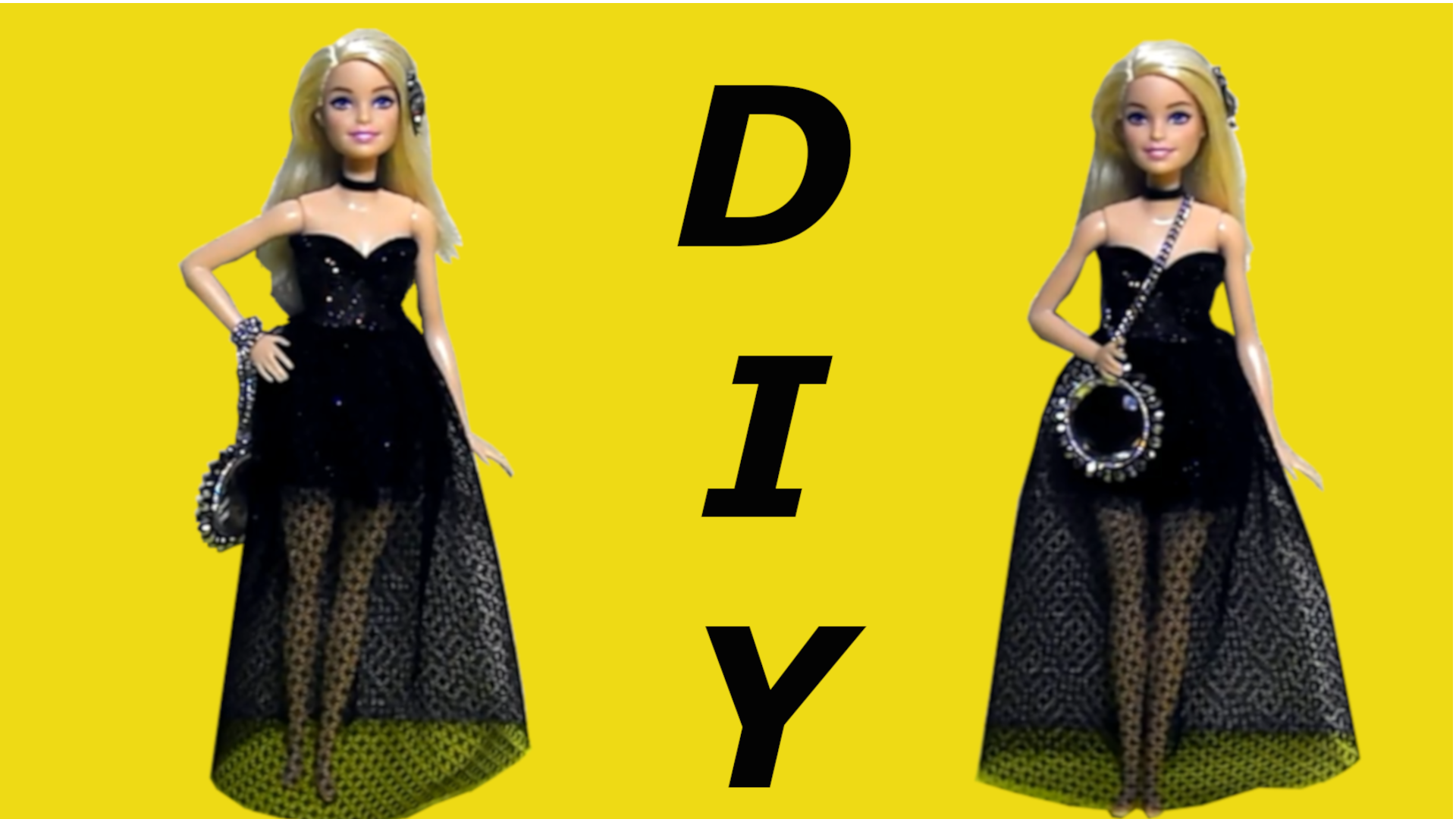 DIY Нарядное черное платье для Барби