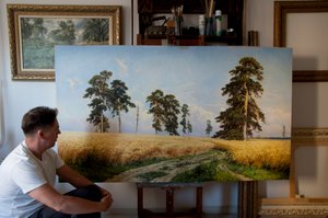 Копия картины Ивана Шишкина "Рожь" 107х187 см. Холст, масло,