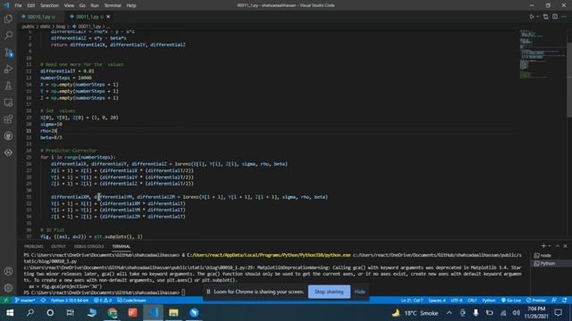 Python Code for Euler Method & Predictor Corrector Method for Lorenz Equation смотреть онлайн