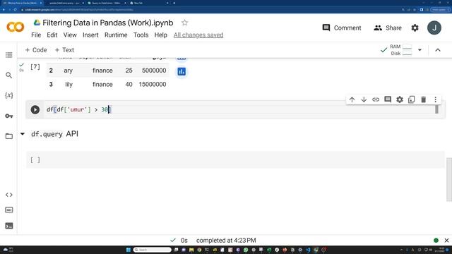 Cara Filter/Memilih Data pada DataFrame Pandas