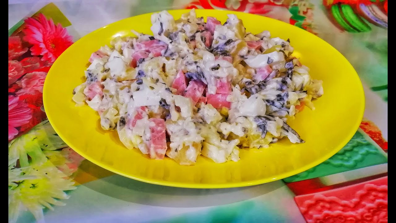 Вкусный салат с морской капустой. смотреть онлайн