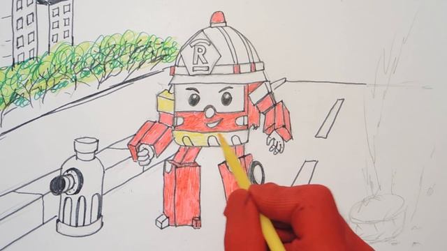 Робокар Поли, рисуем робокара Роя. Robocar Poli, draw robocar Roy. смотреть онлайн