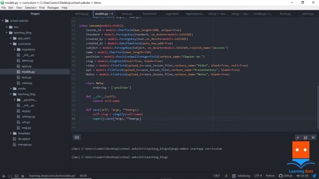 django full stack web development #3 | Creating models and using slug