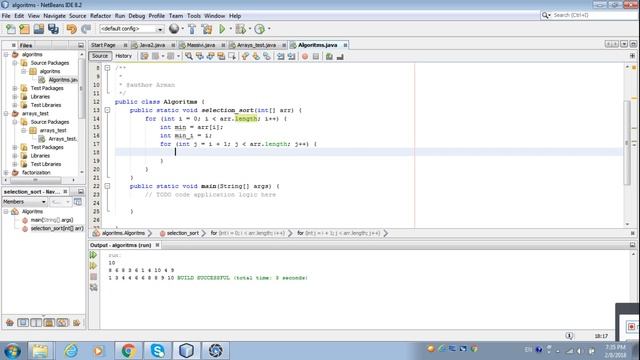 4. Массивы в Java, Сортировка выбором и Пузырьковая сортировка в Java смотреть онлайн