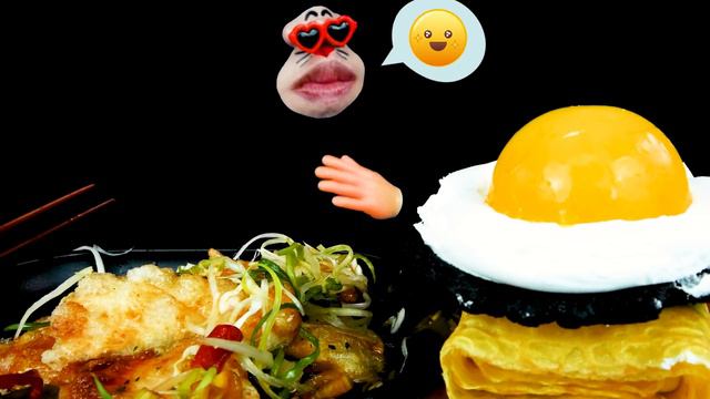 ASMR MUKBANG :) Boneless Chicken and... is this a real egg?! 😂