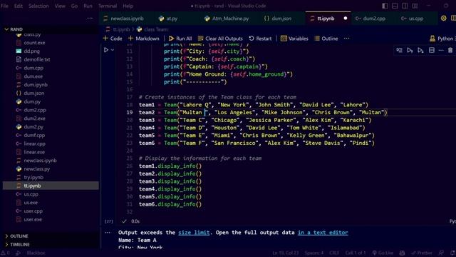 Display Cricket team info using Python OOP #begginers #python #oop