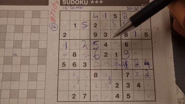 (#7389) Saturday.      Three Stars Sudoku puzzle. Bonus Extra edition. 11-04-2023 Extra part 1 of 4 смотреть онлайн