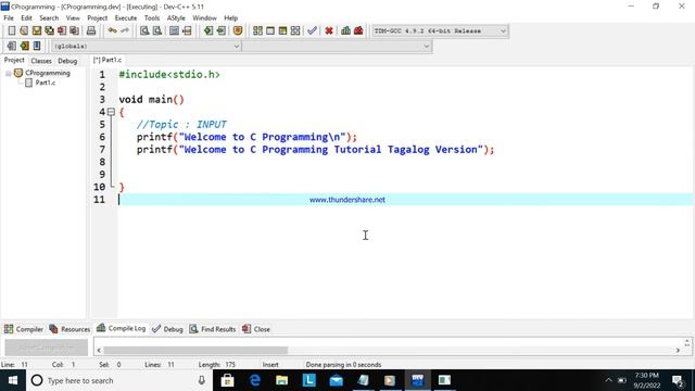 Part 1 C Programing (Output  - Printf) Tagalog Version