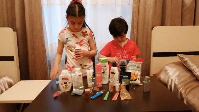 Пауза слайм челлендж. Очень смешное видео. Фатя и Али делают слайм. У кого что получится? смотреть онлайн