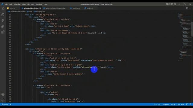 Program the advanced product searching process including pagination