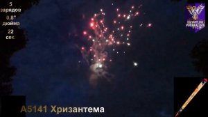 Римские свечи Галактика, A5141, Хризантема, длинна 780мм. (0.8"х 5 залпов), 1 шт.