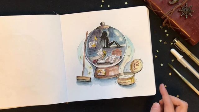 Листаем акварельный скетчбук (пейзажи, животные, персонажи фильмов) смотреть онлайн