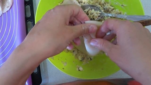 Фаршированные кальмары #кальмары #морепродукты #рецепт