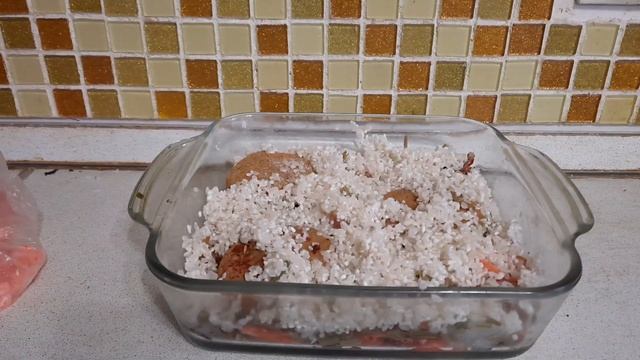 Ромштексы с рисом и овощами в духовке