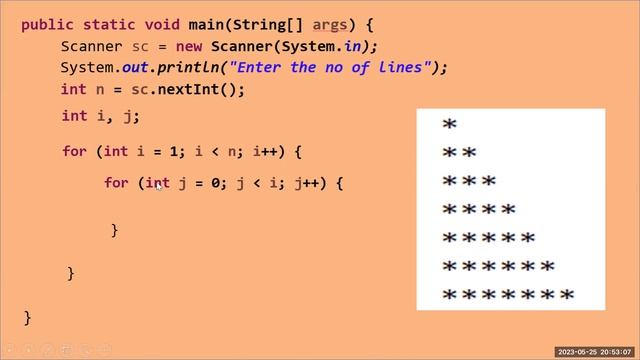 JAVA program to print a pattern of a RIGHT ANGLE triangle using star | Pradeep Nailwal