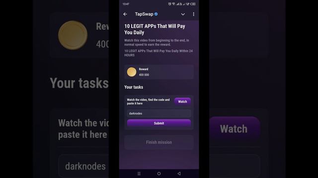 TapSwap код (10 LEGIT APPs That Will Pay Y) на 3.08.2024 #tapswap #tapswapcode #crypto