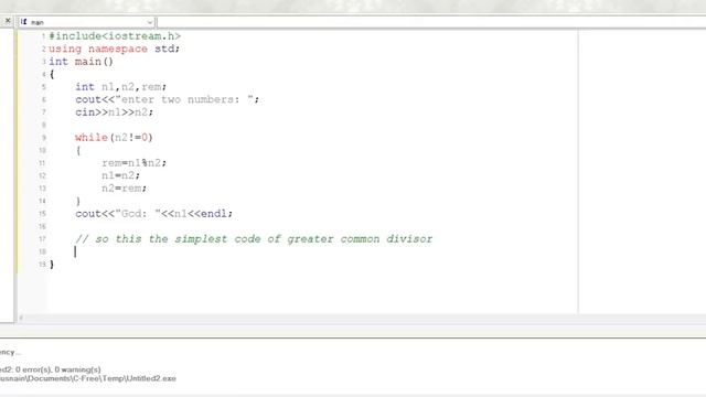 Greater Common Divisor by cpp programming