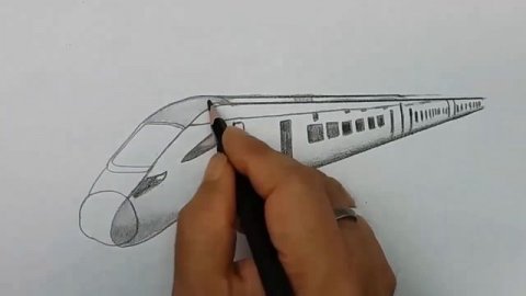how to draw train step by step
