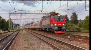 ЭП20-051 МОСКВА-КАЛИНИНГРАД ПРОСЛЕДУЕТ В ВЕЧЕРНИЙ ЗАКАТ СТАНЦИЮ ПЕТЕЛИНО