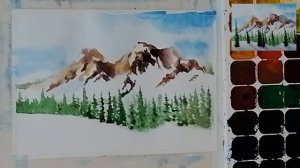Как нарисовать реалистичный пейзаж акварелью Горы Рисуем с Любовью