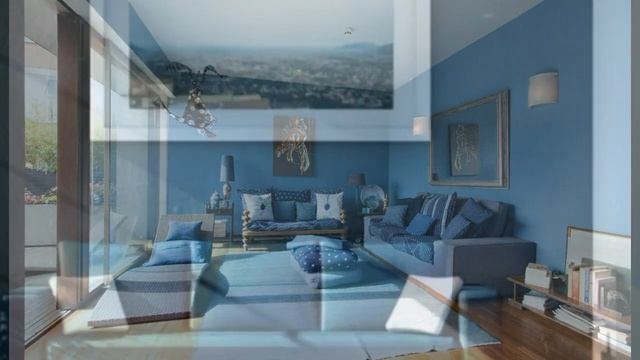 Интерьер гостиной в синих тонах: особенности смотреть онлайн