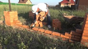 Урок №17.1 Забор.Простенки.Кладка забора из красного керамического кирпича