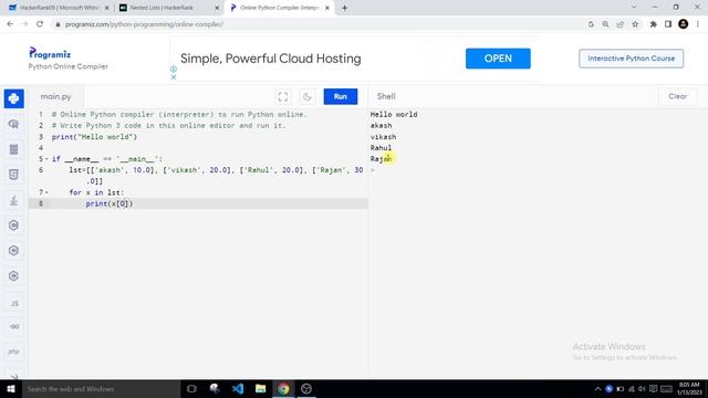 Nested Lists | Easy | Basic Data Types | Python HackerRank Solution | Hindi