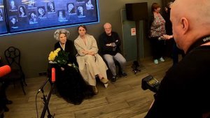 Людмила Максакова, Сергей Яшин, Владимир Логвинов после показа спектакля "Королева-мать"