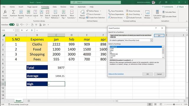 How to Create a Formula in Excel 2023| Class 20