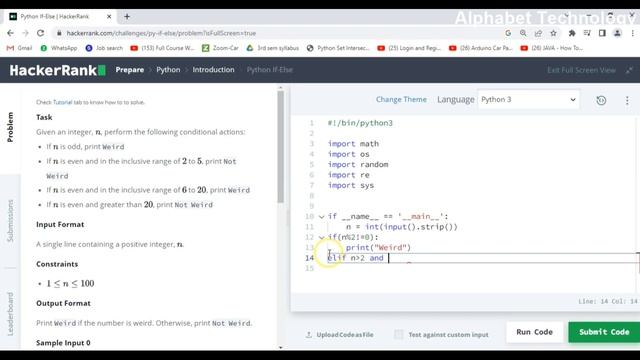 #2 : Python If Else | if else solution in python in hackerrank @glitchnavigator