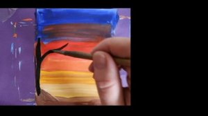 Рисуем простенький закат с котом на дереве, легко и просто.avi