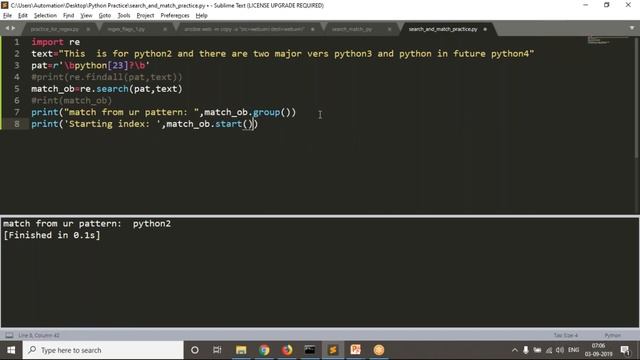 87.Complete Python Basics for Automation - Working With Search and Match Operations from re Module