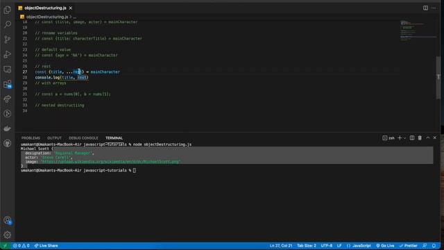 Advance Javascript - Object Destructuring