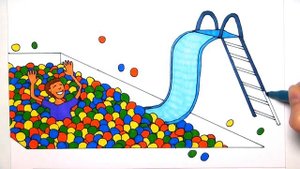 Рисование шариковой ямы в бассейне, детской игровой площадки, цветной страницы!