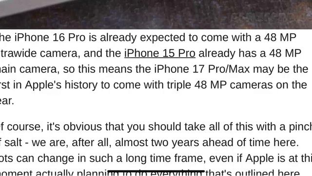 iPhone 17 Pro Max to have a 48 MP periscope telephoto camera ||
