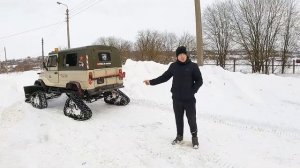 Обзор  снегоуборщик на базе ЛуАЗа на гусеницах. крабовый ход