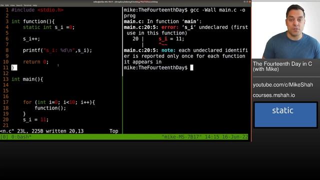 Your Fourteenth Day in C - static (with bonus usage of objdump) - Crash Course in C Programming