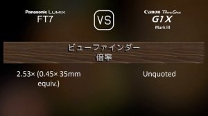 Panasonic Lumix FT7 と Canon PowerShot G1 X Mark III の仕様比較