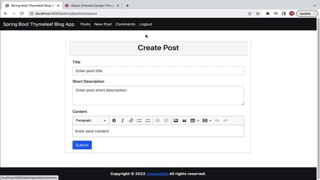 Spring Boot Thymeleaf Real-Time Web Application - Blog App | My 6th Udemy Course